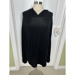 Free Fly Women Top 2XL Plus Tee Hoodie Long Sleeve Black Lightweight Thumb Holes